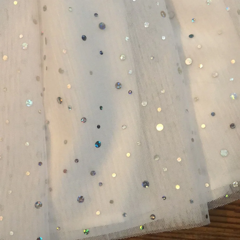 Gymboree l White & Metallic Silver Iridescent Dots Tulle Skirt